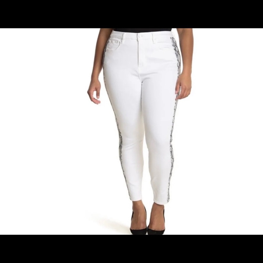 Good American Good Legs White Snake Print Side Stripe Skinny Jean/Size 10/30